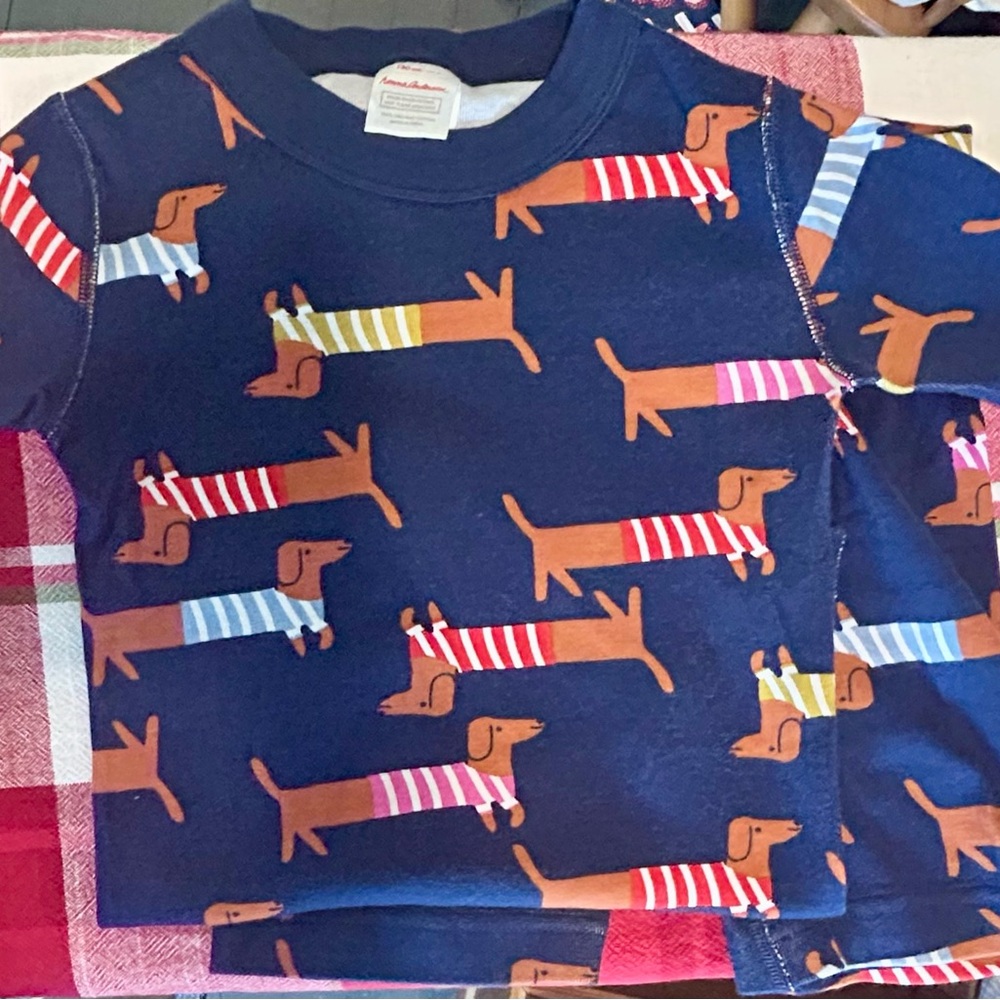 Dachshund Print Navy Short Sleeve Pajama Set kids size 8